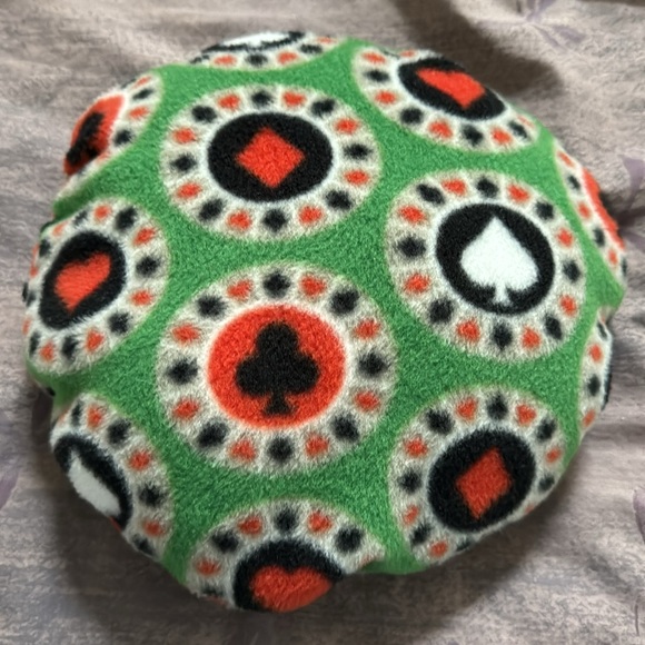 9 inch felt casino chip shaped pillow with chip print. Good used condition. - Picture 3 of 3